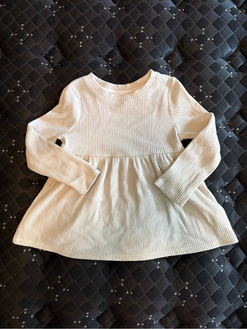 Cat & Jack Cream Ribbed Long Sleeve Peplum Top for Kids